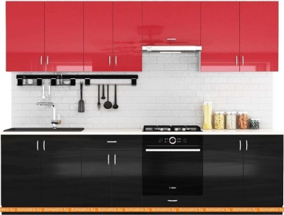 Кухня Сивирин-Компани Клео глосс 2.8 (черный глянец\красный глянец) фотография