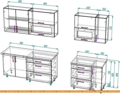 Кухня ВерсоМебель ВерсоЛайн 8-2.5 (белый 001/фиолетовый 014) фотография