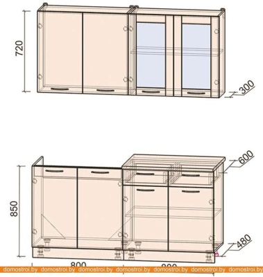 Кухня Интерлиния Мила 16 (красный-антрацит-кастилло темный) фотография