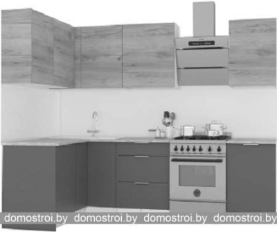 Кухня Интермебель Микс Топ-25 2x1.52м лев (дуб крафт зол-графит серый-ателье св.) фотография