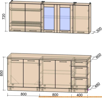 Кухня Интерлиния Мила Пластик 2.0 Б (шоколад глянец/ваниль глянец/опал светлый) фотография