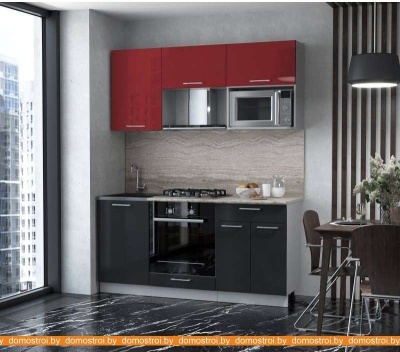 Кухня Интерлиния Мила Gloss 1.7 (красный-черный) фотография