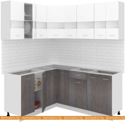 Кухня Кортекс-мебель Корнелия Экстра 1.5x1.4 без столешницы (белый/береза) фотография