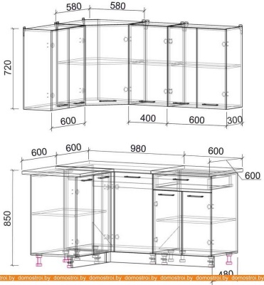 Кухня Интерлиния Мила Лайт 1.2x1.6 (бетон-антрацит-травертин) фотография