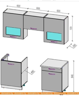 Кухня ВерсоМебель ЭкоЛайт-6 1.8 (белый/яблоко) фотография