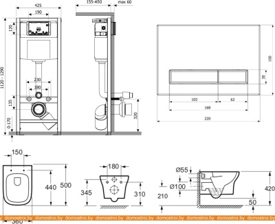 Унитаз Lavinia Boho Relfix Bristol Rimless 7 в 1 87050196 (черный пластик) фотография