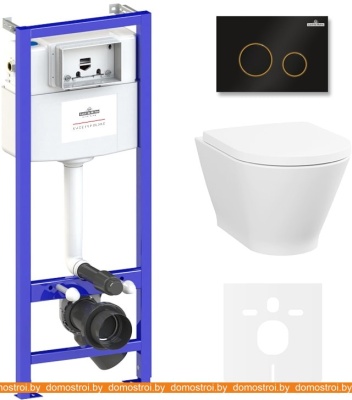 Унитаз Lavinia Boho Relfix Elegant Rimless 6 в 1 87561082 (черный/золотой пластик) фотография