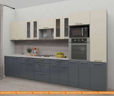 Кухня Интерлиния Мила Gloss 3.6 (ваниль-асфальт) фотография