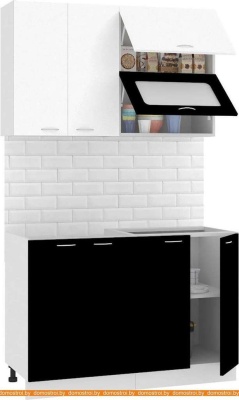 Кухня Кортекс-мебель Корнелия Мара 1.2м без столешницы (белый/черный) фотография