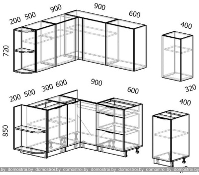 Кухня Интермебель Микс Топ-14 1.9x1.6м левая (дуб каньон-вудлайн кремовый-венато) фотография