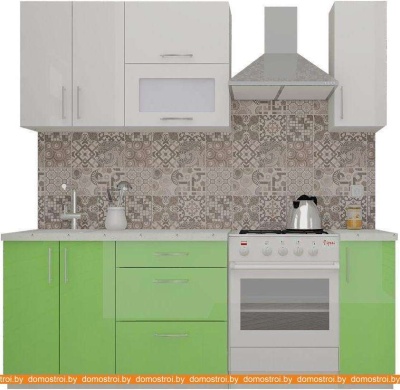 Кухня ВерсоМебель ВерсоЛайн 4-1.5 (белый 001/яблоко 005) фотография