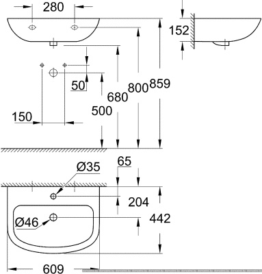 Умывальник Grohe 39421000 60.9x44.2 фотография