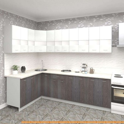 Кухня Кортекс-мебель Корнелия Экстра 1.5x2.6м (белый/береза/королевский опал) фотография