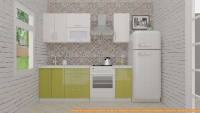 Кухня ВерсоМебель ВерсоЛайн 4-1.6 (белый 001/оливковый 004) фотография