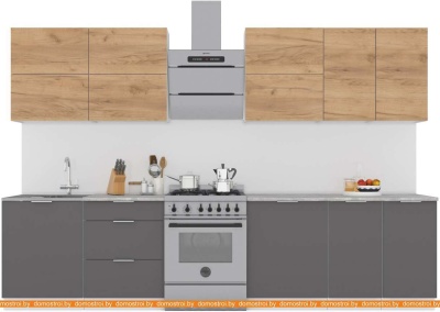 Кухня Интермебель Микс Топ-39 2.6м (дуб крафт золотой-графит серый-ателье светлое) фотография