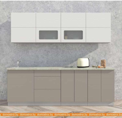 Кухня Интерлиния Мила Матте 2.4 А (белый/луна/опал светлый) фотография