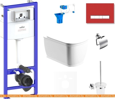 Унитаз Lavinia Boho Relfix Bell Pro Rimless 9 в 1 75110274 (красный стекло) фотография