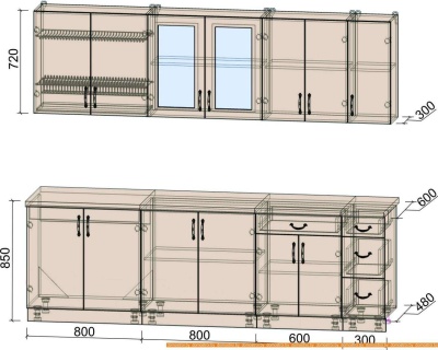 Кухня Интерлиния Мила Крафт 2.5Б (дуб лазурный) фотография