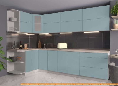 Кухня Интерлиния Мила Матте 1.5x3.0 А левая (океан/океан/травертин серый) фотография