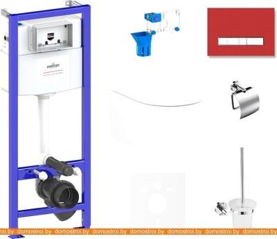 Унитаз Lavinia Boho Relfix Biore Compacto Rimless 9 в 1 75110342 (красный стекло) фотография