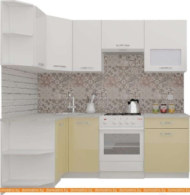 Кухня ВерсоМебель ЭкоЛайт-6 1.2x2.2 левая (белый/персик) фотография