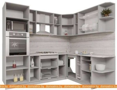 Кухня Интерлиния Мила Gloss 1.88x2.4 левая (ваниль-асфальт) фотография