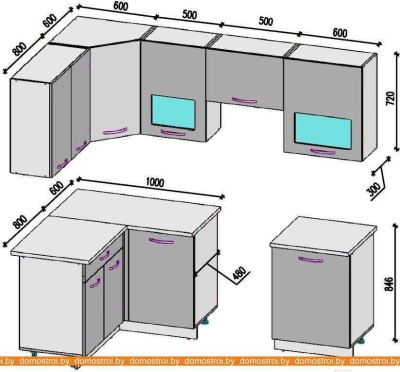 Кухня ВерсоМебель ЭкоЛайт-5 1.4x2.2 левая (белый/лиловый) фотография