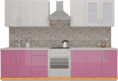 Кухня ВерсоМебель ВерсоЛайн 3-2.4 (белый 001/розовый 011) фотография