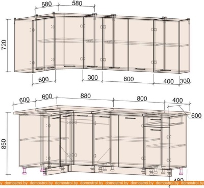 Кухня Интерлиния Мила Лайт 1.2x2.1 (красный-антрацит-кастилло темный) фотография