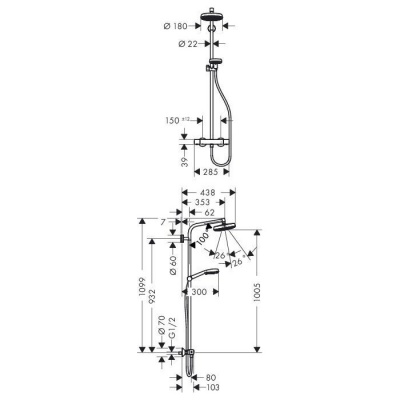 Душевая стойка Hansgrohe Crometta 160 1jet Showerpipe [27264400] фотография