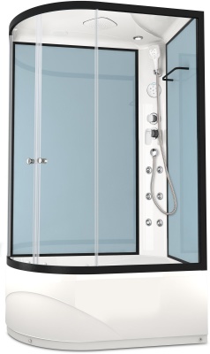 Душевая кабина Domani-Spa Delight 128 high R 120x80 (прозрачное стекло / голубые стенки) с крышей с гидромассажем фотография