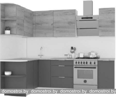 Кухня Интермебель Микс Топ-14 1.9x1.6м левая (дуб крафт зол-графит серый-дуб зол) фотография