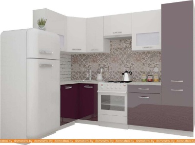 Кухня ВерсоМебель ЭкоЛайт-6 1.2x2.7 правая (белый/сливовый) фотография