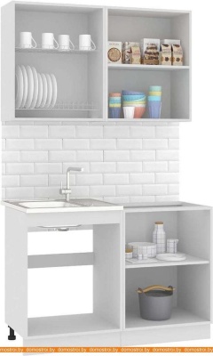 Кухня Кортекс-мебель Корнелия Мара 1.2м без столешницы (белый/черный) фотография