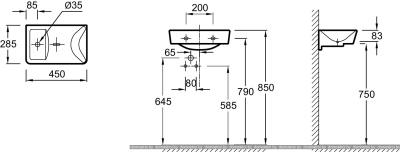 Умывальник Jacob Delafon Reve E4805-00 фотография