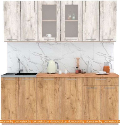 Кухня Интерлиния Мила 20-60 (дуб белый-дуб золотой-дуб бунратти) фотография