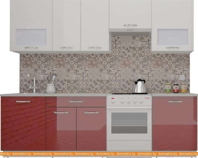 Кухня ВерсоМебель ЭкоЛайт-6 2.5 (белый/темно-красный) фотография