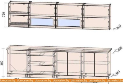 Кухня Интерлиния Мила Матте 3.0 А (слоновая кость/пепел/травертин серый) фотография