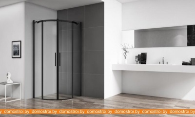 Душевой уголок BelBagno Acqua-R-2-100-C-NERO (прозрачное стекло) фотография