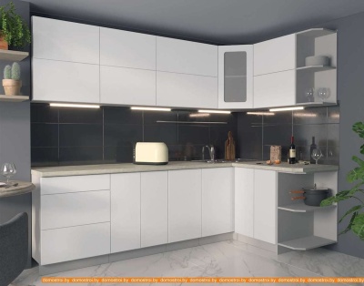 Кухня Интерлиния Мила Матте 1.5x2.9 А правая (белый/белый/опал светлый) фотография