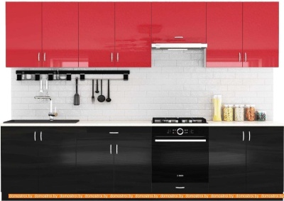 Кухня Сивирин-Компани Клео глосс 3.0 (черный глянец\красный глянец) фотография