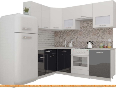 Кухня ВерсоМебель ЭкоЛайт-6 1.4x2.3 правая (белый/черный графит) фотография