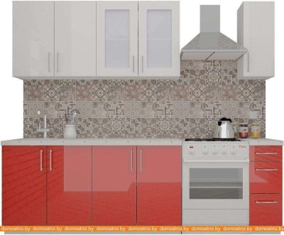 Кухня ВерсоМебель ВерсоЛайн 3-1.9 (белый 001/красный 009) фотография