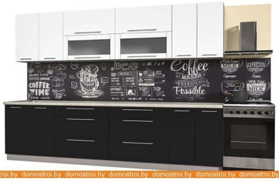 Кухня Интерлиния Мила Пластик 3.1 В (черный глянец-белый глянец-опал светлый) фотография