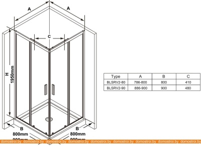 Душевой уголок Ravak Blix Slim BLSRV2-90 (полированный алюминий/хром) фотография