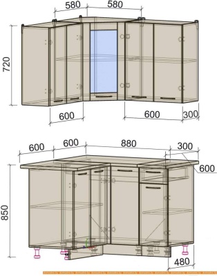 Кухня Интерлиния Мила 12x12 (антрацит/вудлайн кремовый) фотография