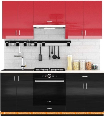 Кухня Сивирин-Компани Клео глосс 1.9 (черный глянец\красный глянец) фотография