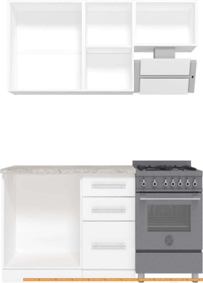 Кухня Кастанье Марта 1.5 (белый глянец/серый пыльный) фотография