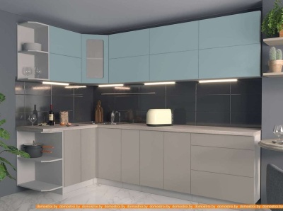 Кухня Интерлиния Мила Матте 1.5x2.7 А левая (океан-луна-травертин серый) фотография