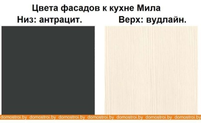 Кухня Интерлиния Мила 1.88x2.8 левая (вудлайн кремовый-антрацит-малага) фотография